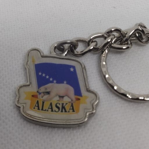 Alaska Souvenir Keychain with Flag and Bear
