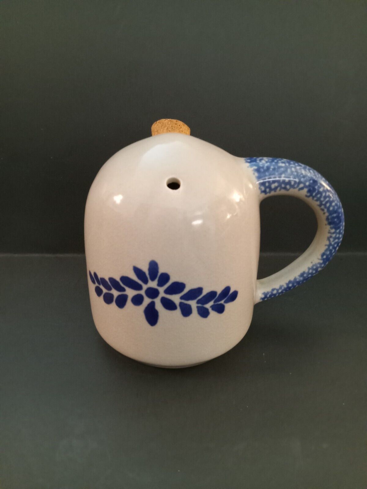 Vintage Loomco China Co. Pottery 2 Sided Blue and White Creamer