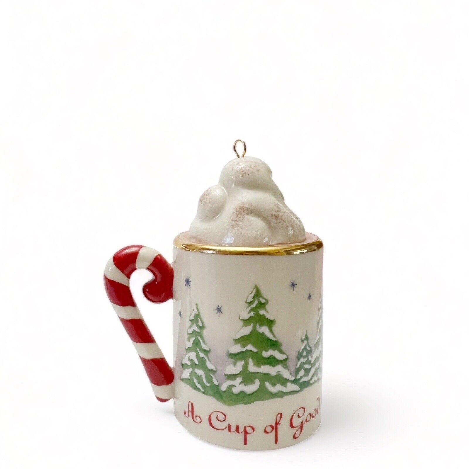 Lenox 2003 Hot Chocolate Mug Candy Cane Christmas Ornament