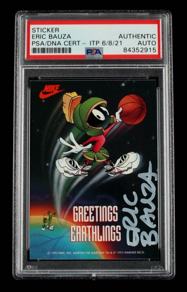 Eric Bauza Voice Actor Signed 1993 Nike Marvin The Martian Sticker PSA A