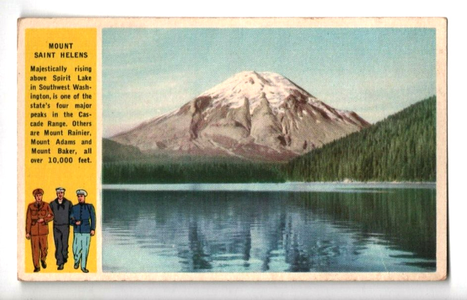c1940s Mount Saint Helens Spirit Lake WA Military Soldier Sailor Old Postcard