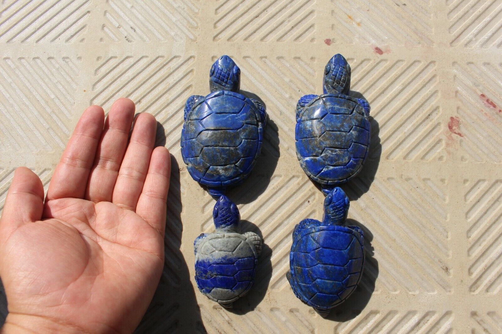 4pcs 70mm-95mm Natural lapis quartz carved tortoise 