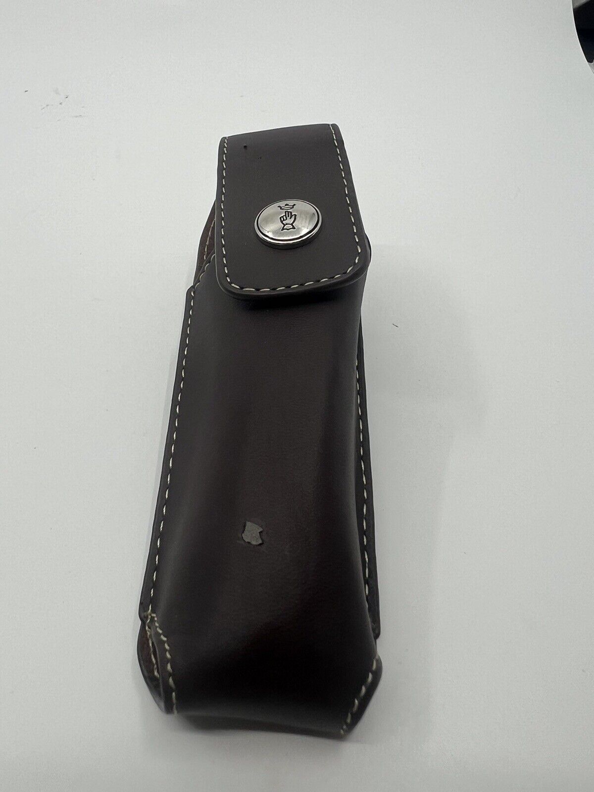 Opinel Leather Knife Sheath. Sheath Only, No Knife. Snap Close. Belt Loop. Brown