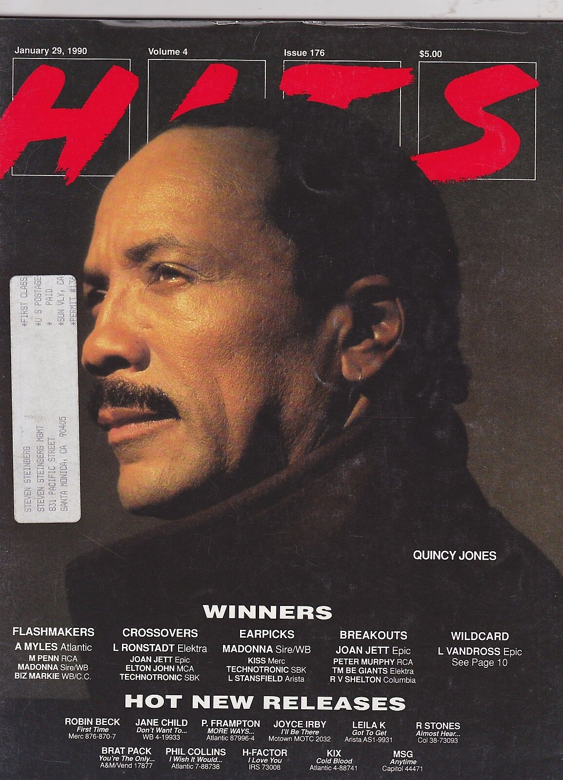 JAN 29 1990 HITS vintage music magazine - QUINCY JONES