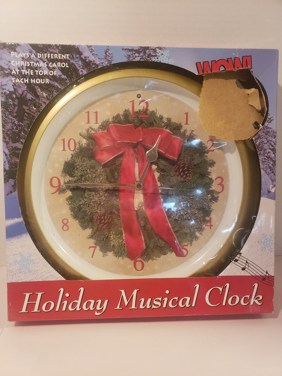 Vintage Mark Feldstein HOLIDAY CHRISTMAS MUSICAL CLOCK Unused