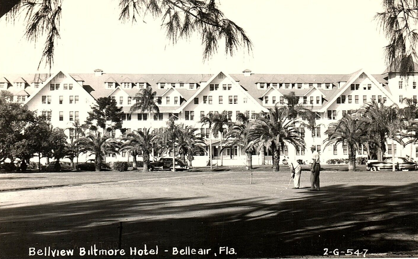 1940s BELLVIEW BILTMORE HOTEL BELLEAIRE FLORIDA PALMS KODAK RPPC POSTCARD P1203