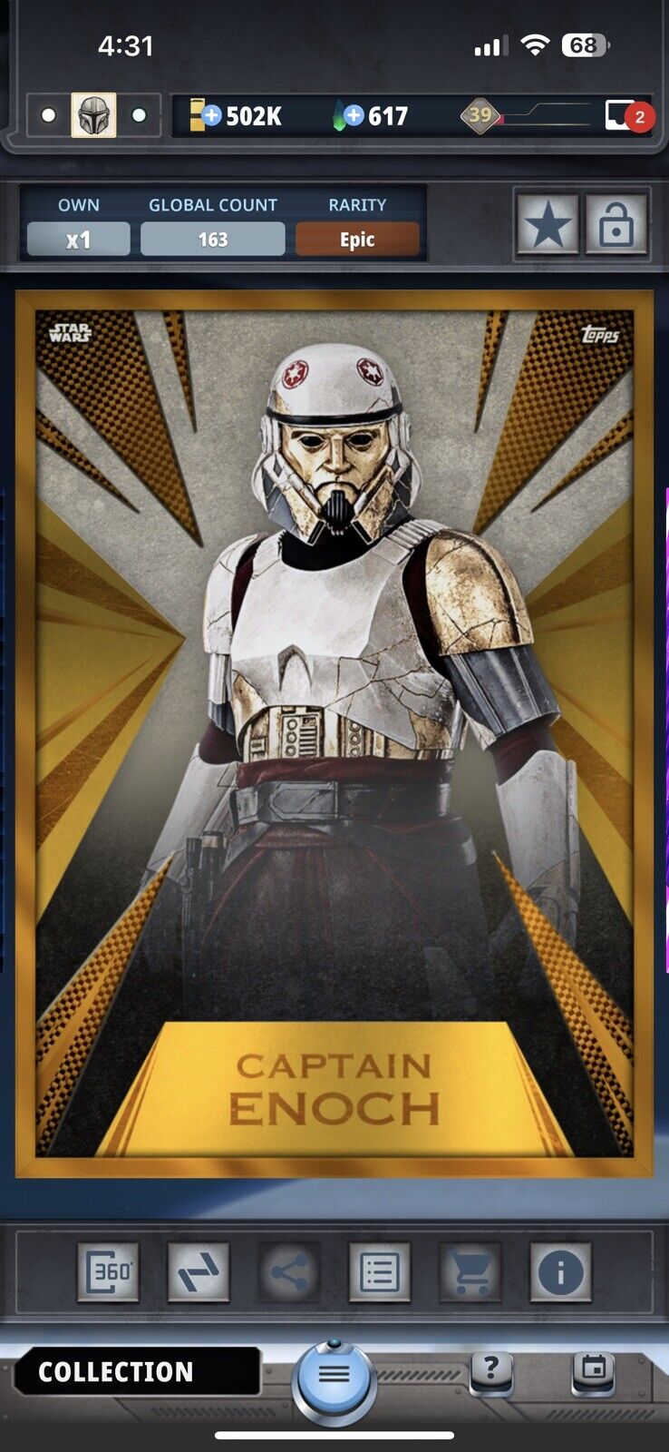 Topps Star Wars Card Trader 2024 Radiant Series 2 Chrome Gold Epic Enoch SWCT
