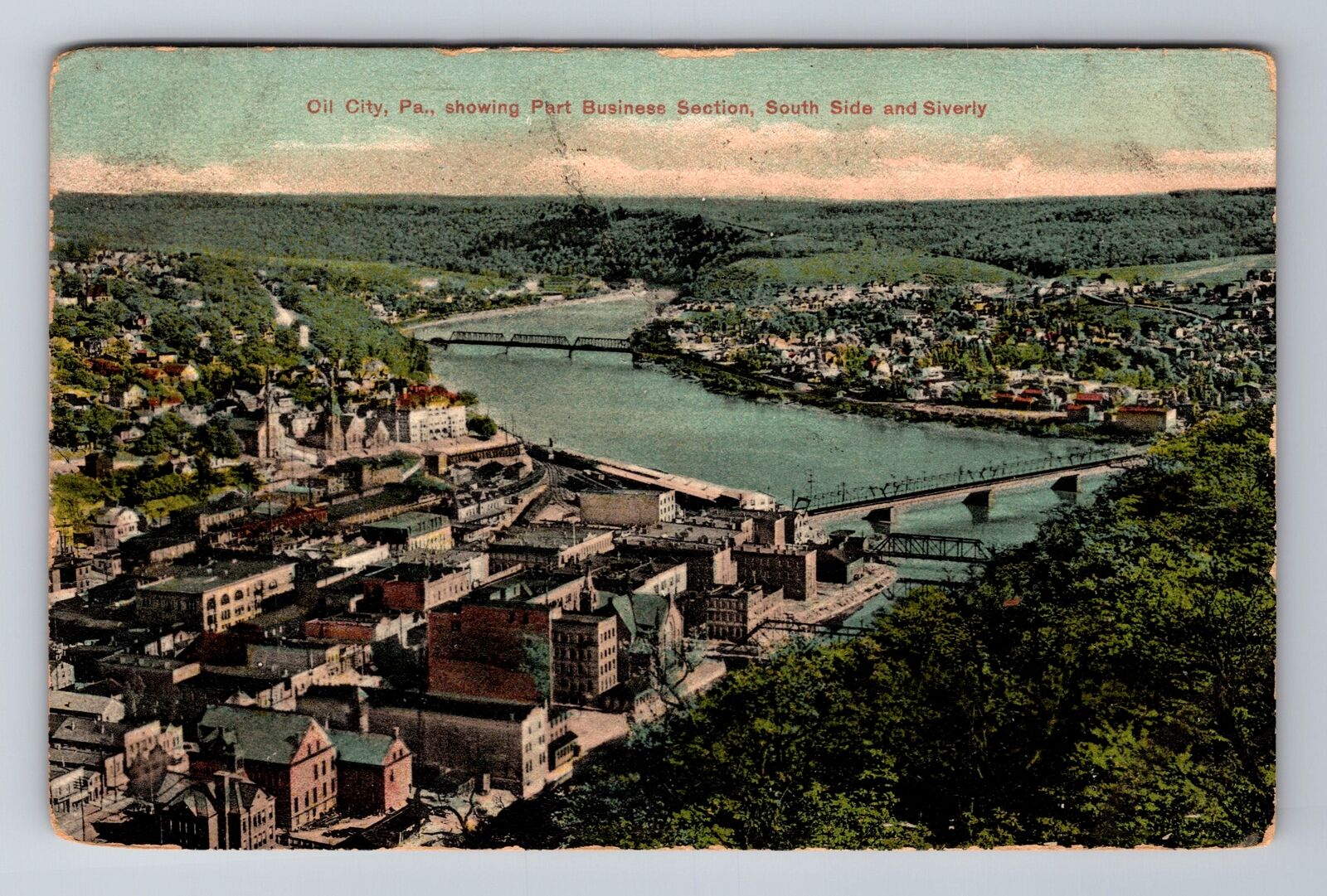 Oil City PA-Pennsylvania, Port Business Section, c1909 Vintage Souvenir Postcard