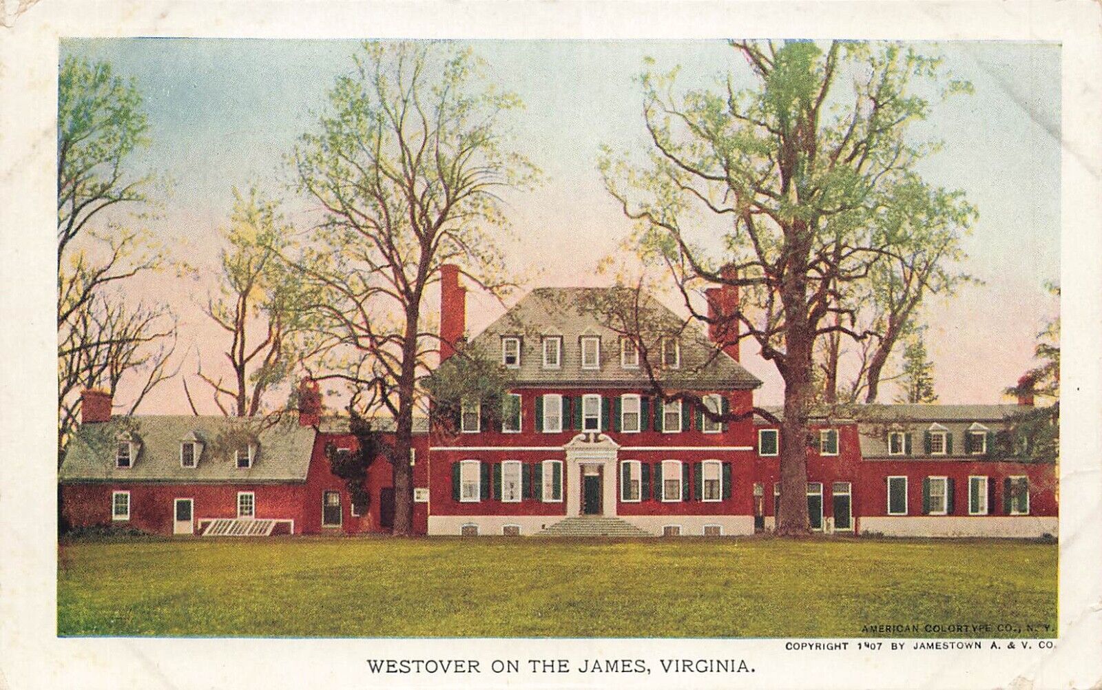 Postcard Jamestown Exposition 1607-1907 Westover on the James Virginia