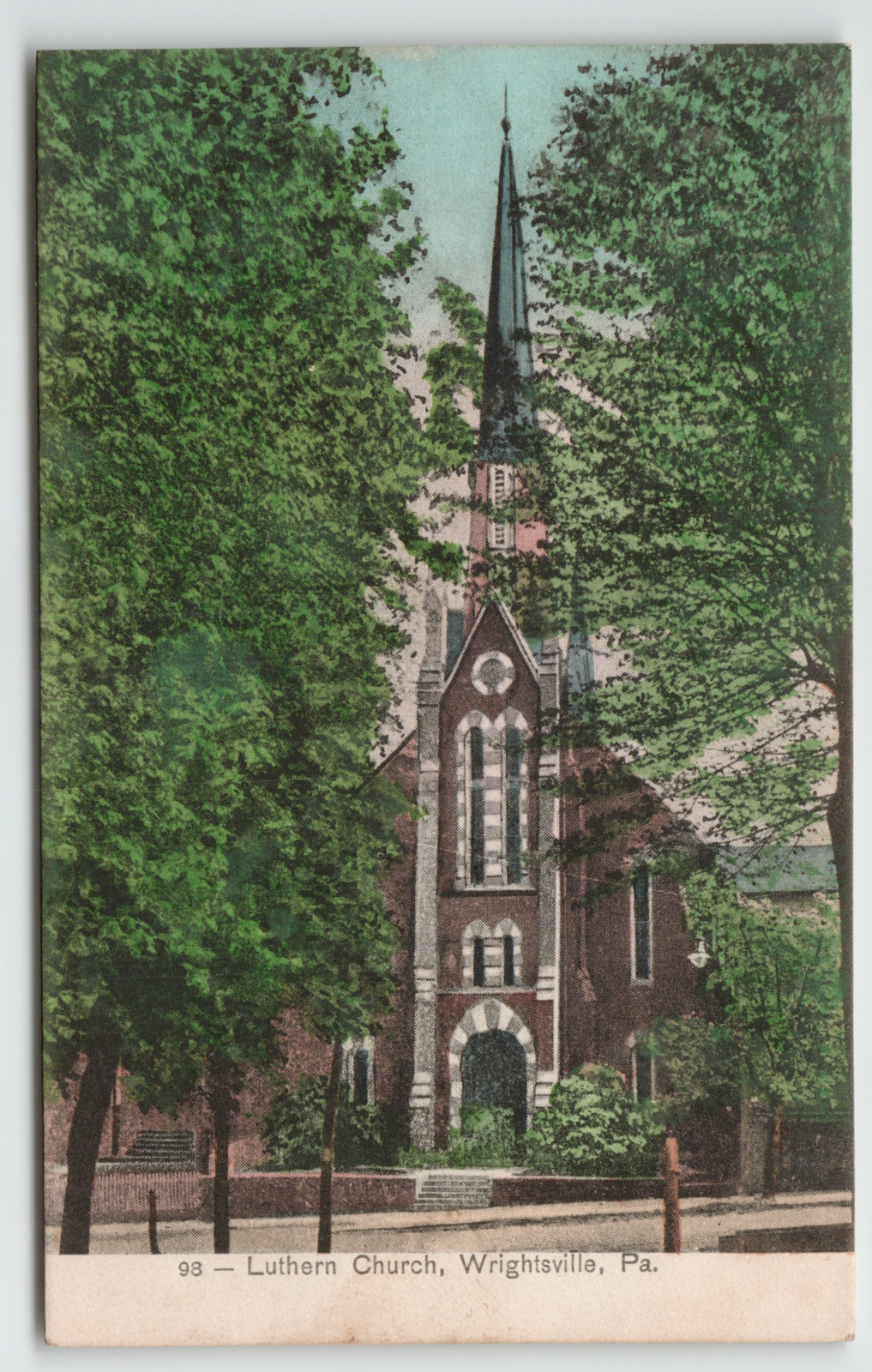 Postcard Vintage 1907 Lutheran Church in Wrightsville, PA.