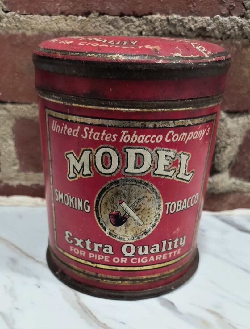 Vintage Model Tobacco Mild Mellow Round Tin Antique Tobacco Smokers Cigar 