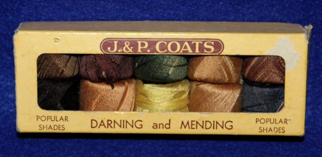 Vintage J.&P. COATS Darning and MendingThread Spools Popular Shades Art. A.227