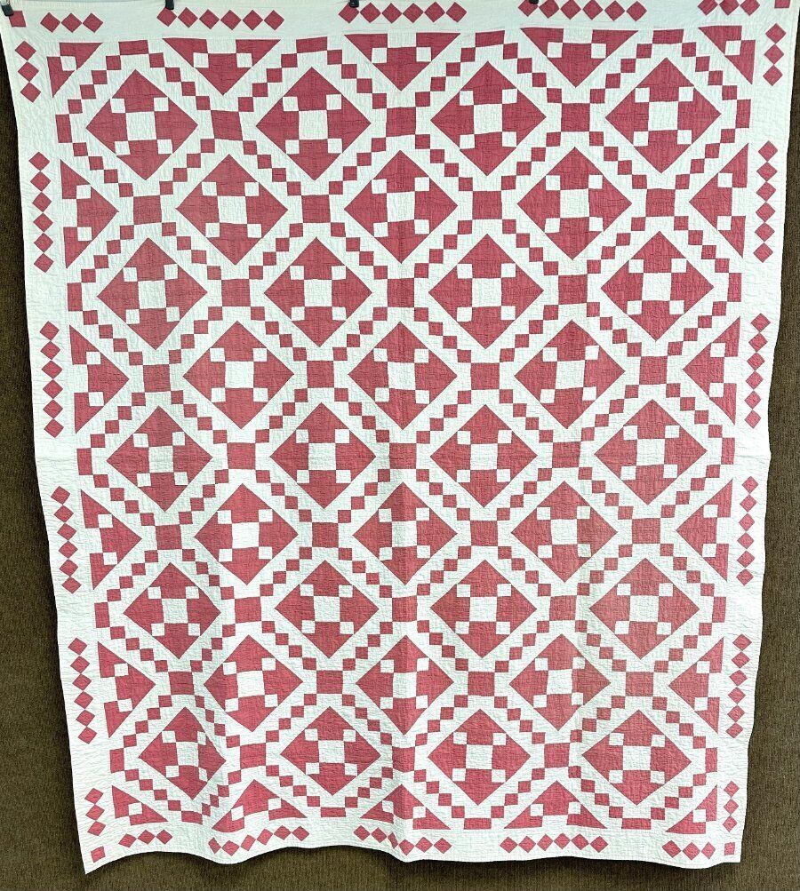 Graphic PA Dated 1920 Signed Jacobs Ladder QUILT Vintage Pink