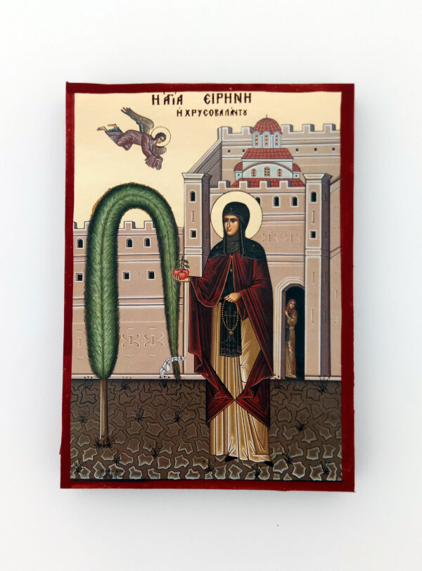 Saint Irene Goldprint Greek byzantine orthodox icon handmade