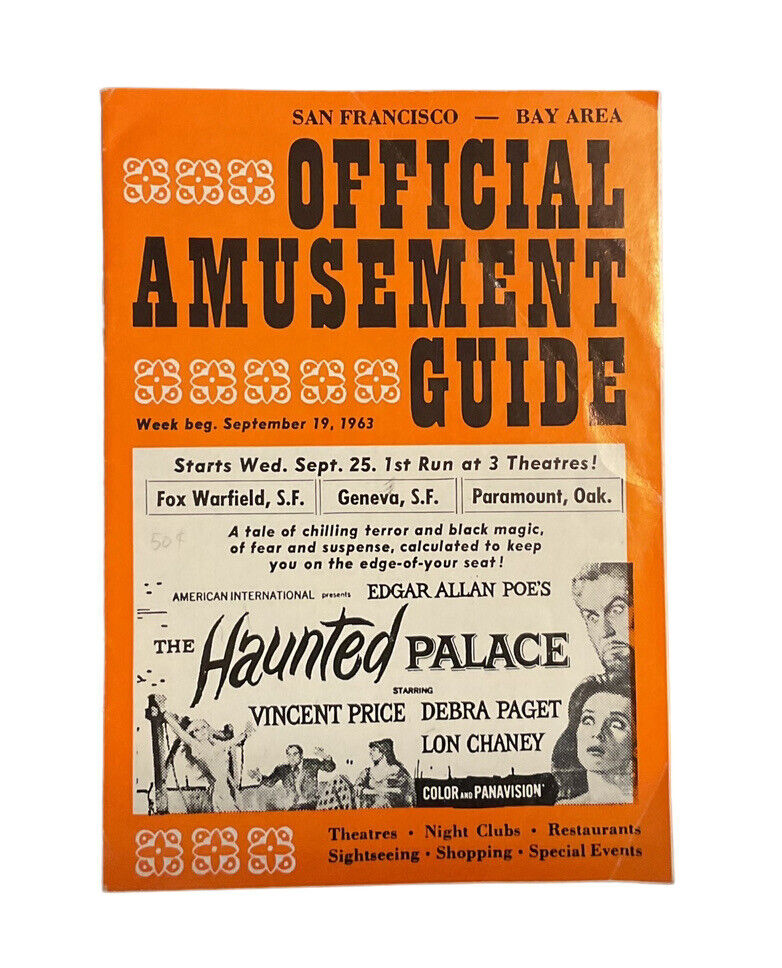 1963 San Francisco Official Amusement Guide September 19 Vincent Price CPE