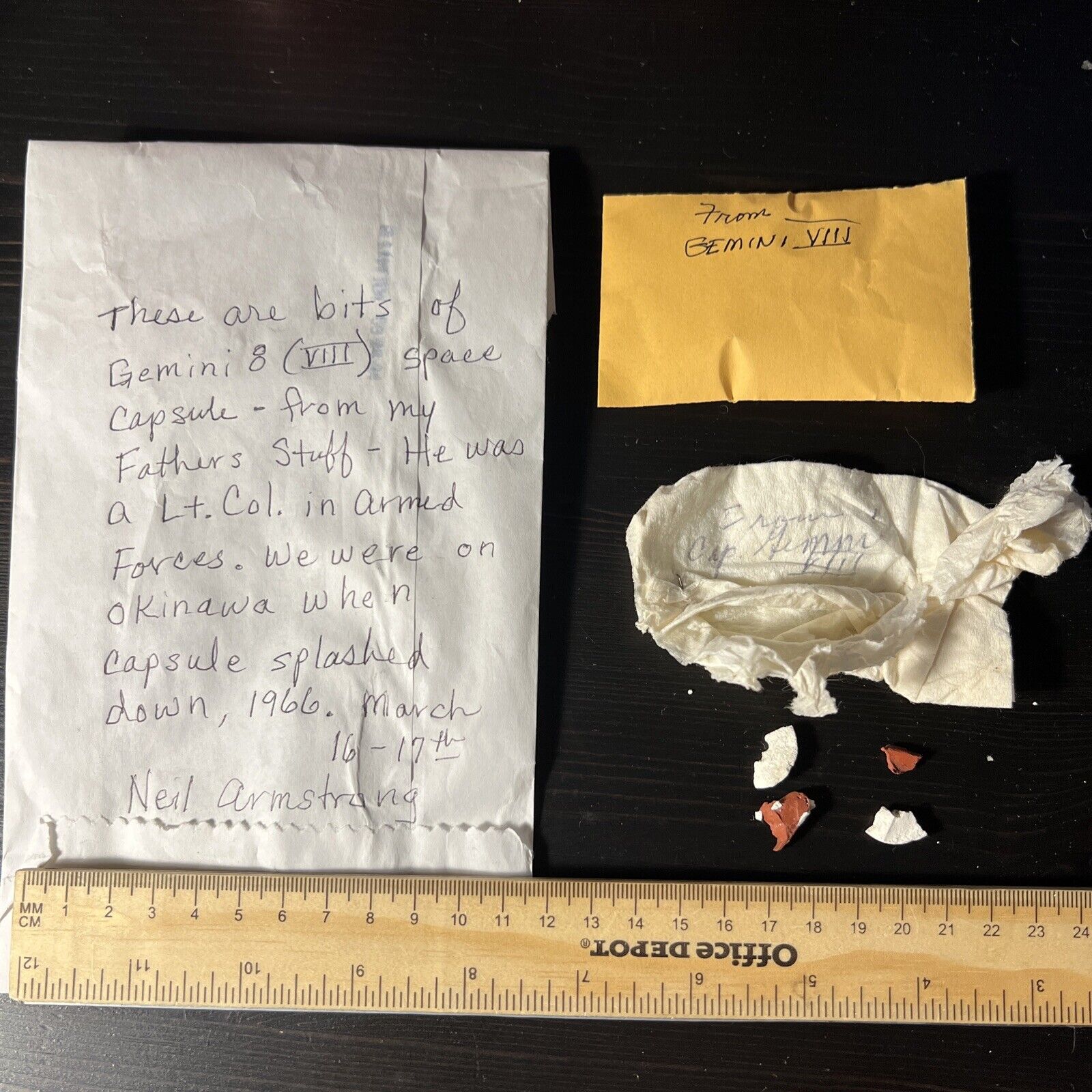 Pieces From GEMINI 8 Viii Space Capsule Debris NASA Memorabilia Armstrong Flown