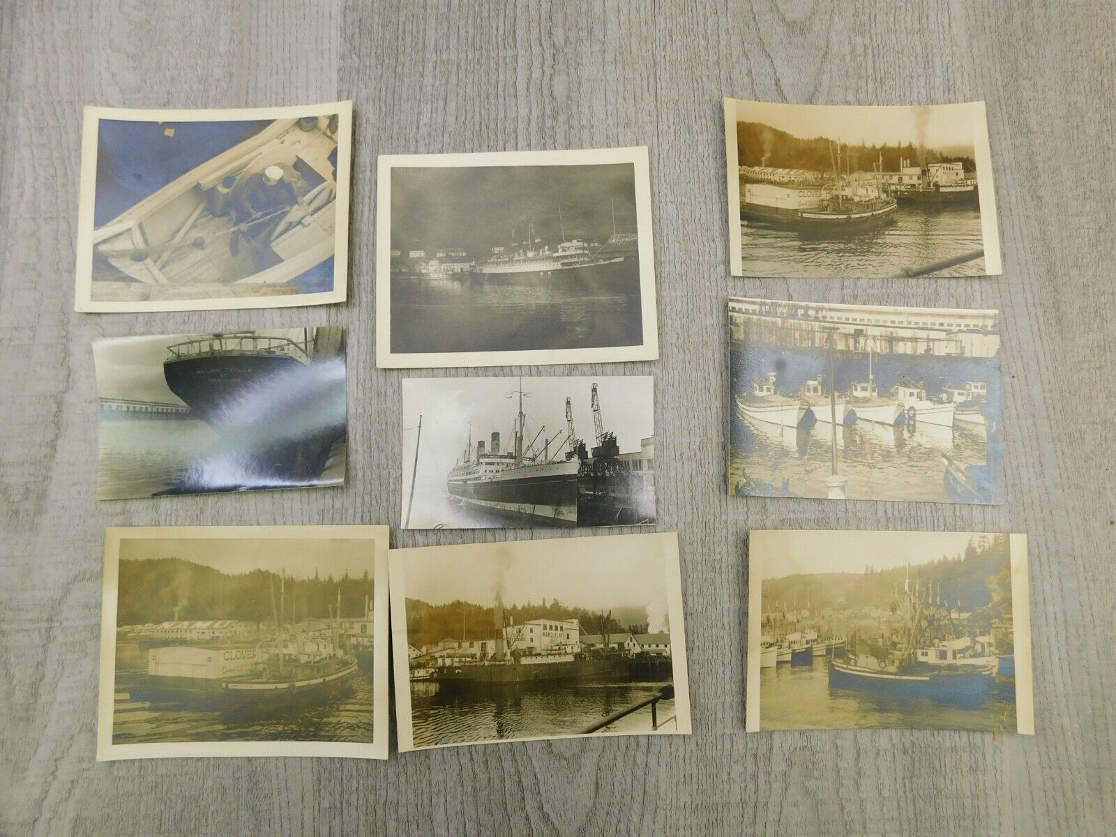 Lot of 9 Antique Photos Canada Steam Ship Fishing Boats Passenger Photographs