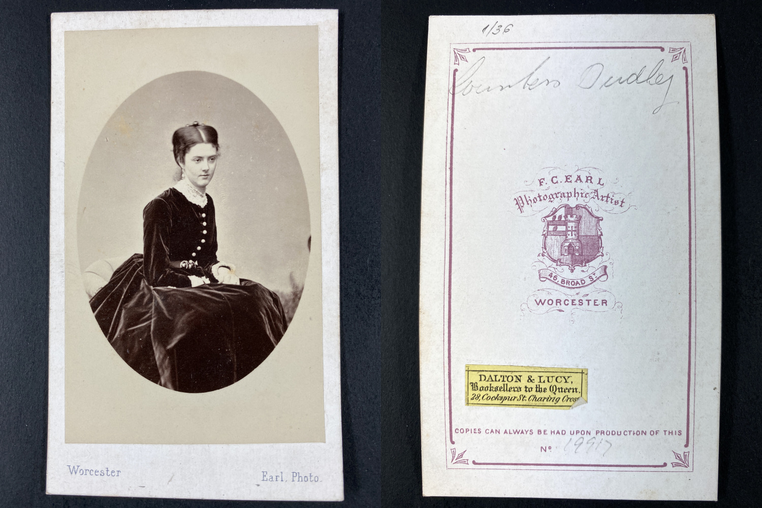 Earl, Worcester, Countess of Dudley Georgina Ward Vintage cdv albumen print.Ge