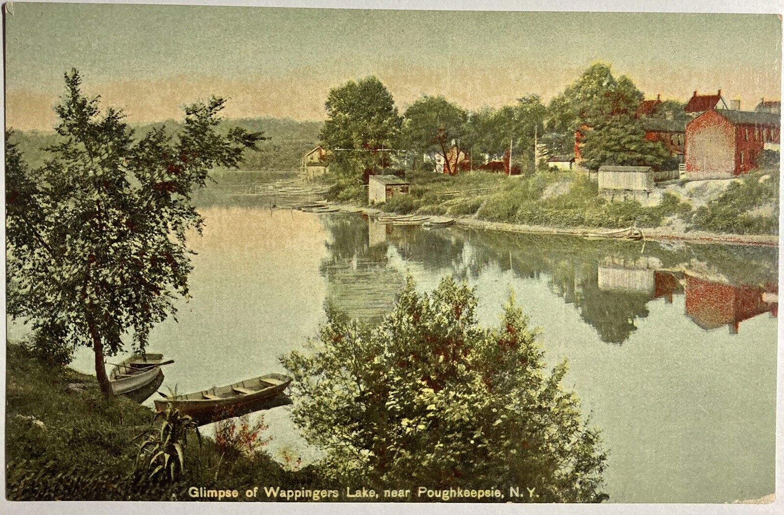 Poughkeepsie NY Glimpse Of Wappingers Lake Vintage Postcard Unposted New York
