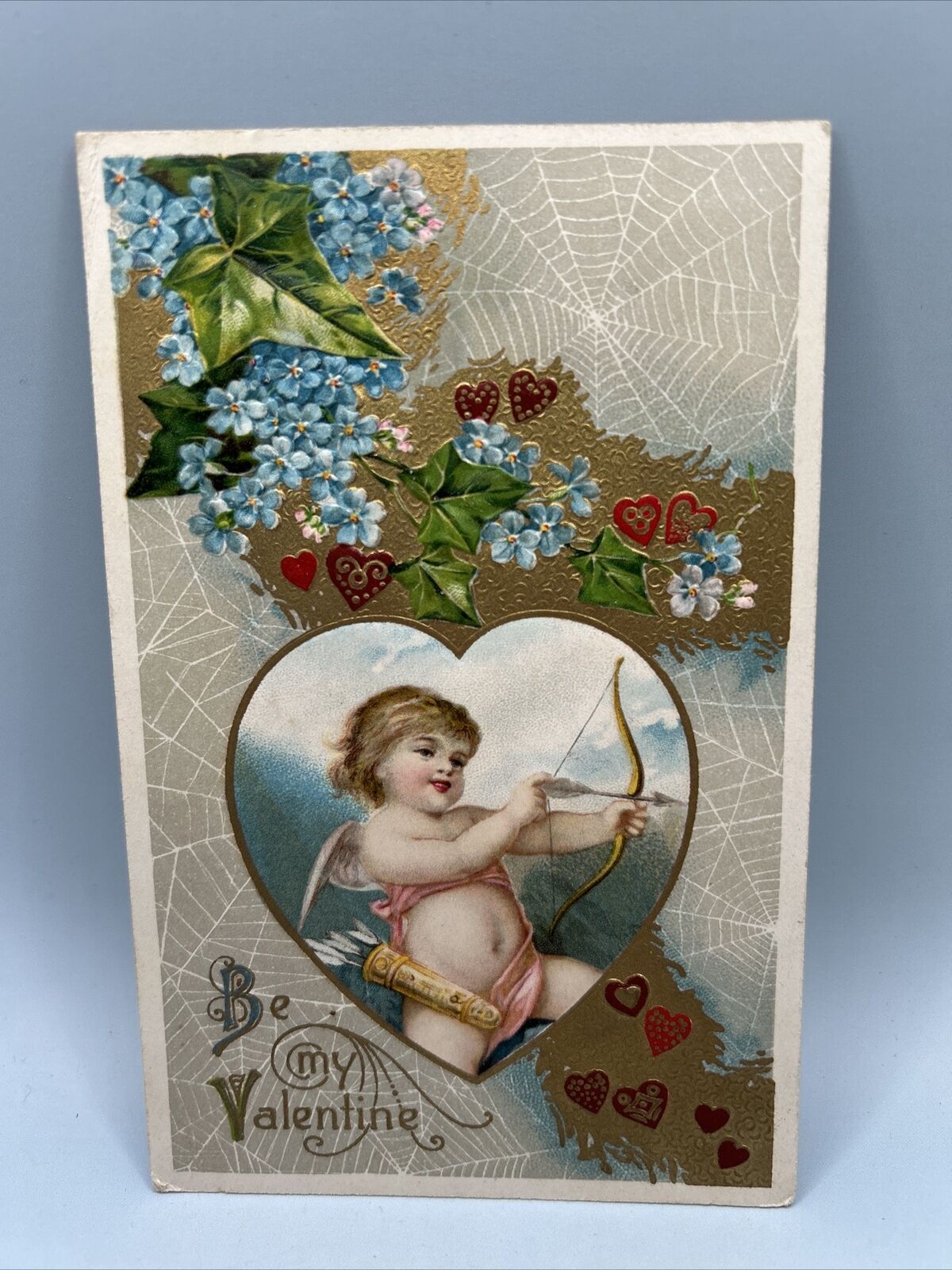 Antique Postcard Be My Valentine Cherub With Arrow 