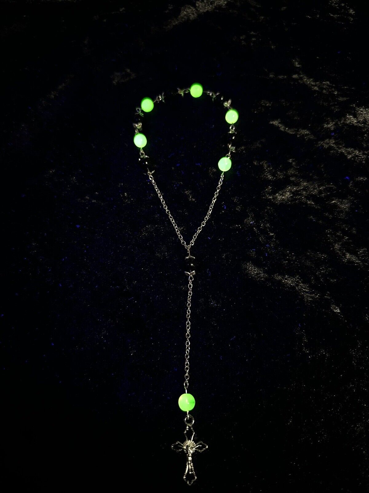 Handmade Uranium/Vaseline Prayer Beads (silver)