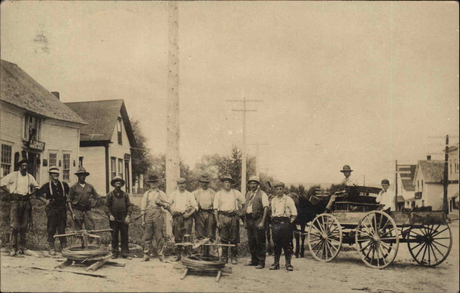 Linemen Occupation Telephone Telegraph Crew Easton Maine Cancel 1911