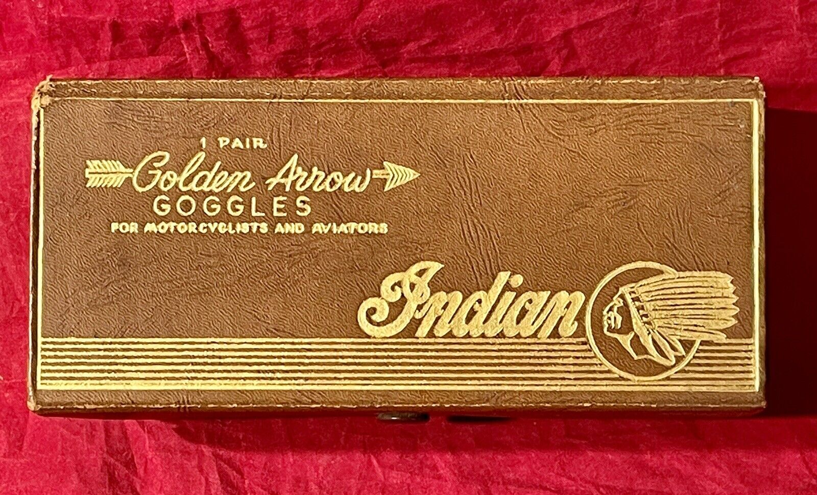 Vintage Indian Motorcycles Golden Arrow Goggles Box Ultra Rare EMPTY Collectible