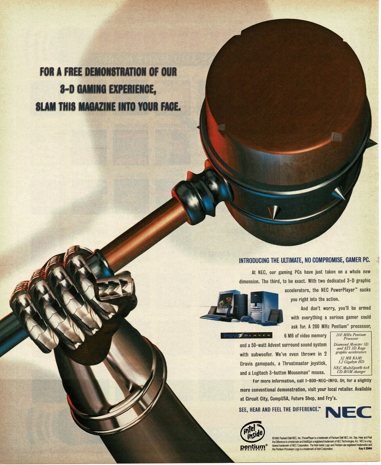 1996 NEC Gamer PC Personal Computer Vintage Print Ad