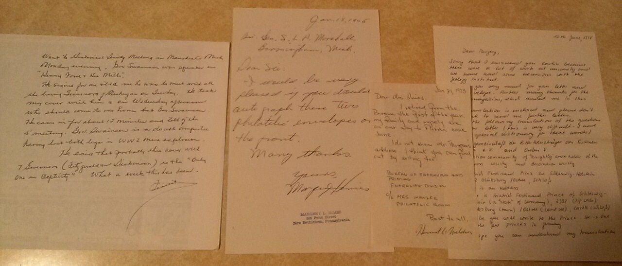 (4) Autographed Handwritten Letters Unknown / Armed Forces Figures #2 