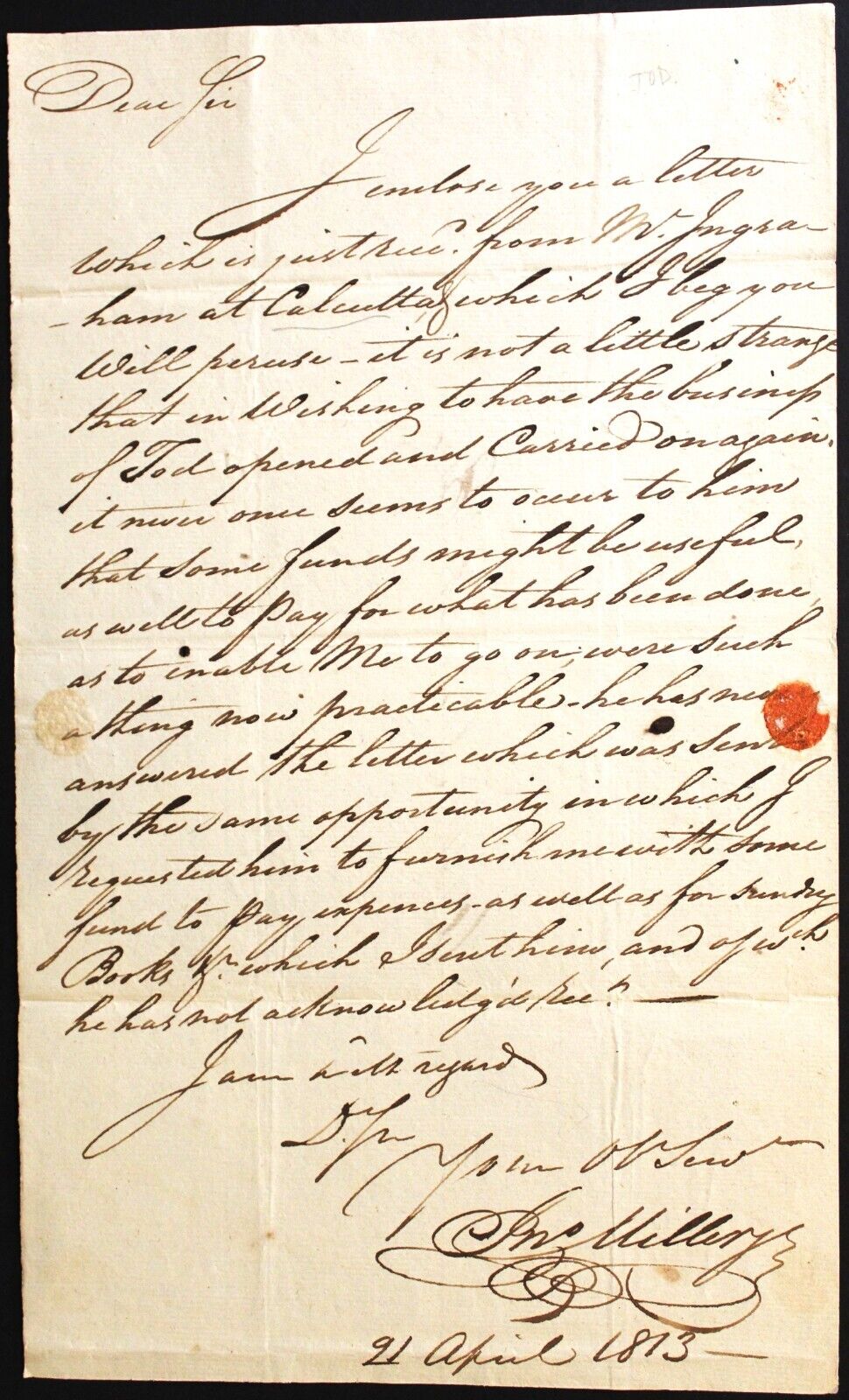 Early American Document - John Miller Jr. - 1813