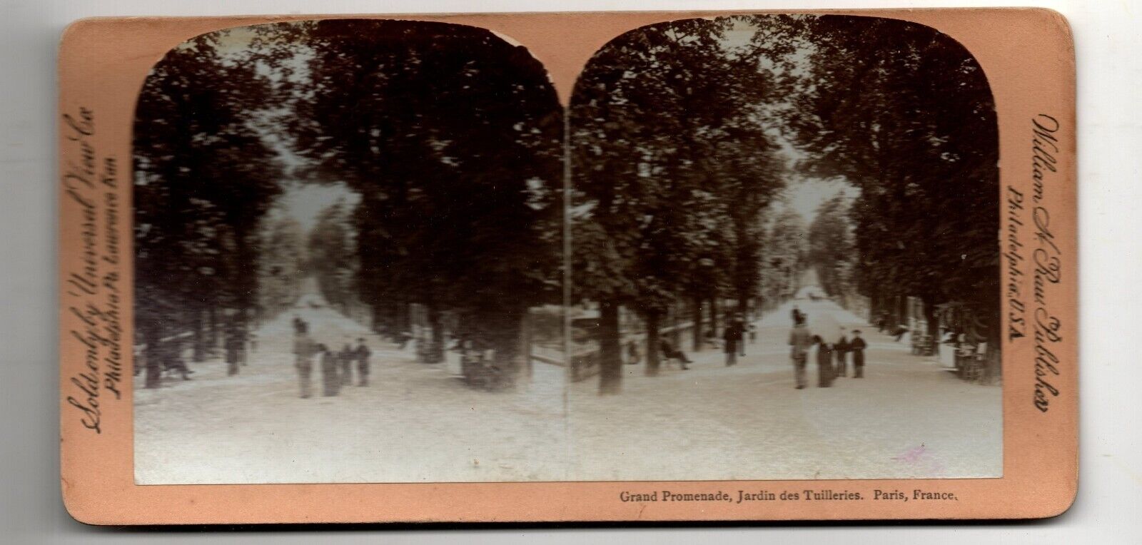 Stereoscope Card -  Grand Promenade Jardin des Tuilleries Paris  William H Rau
