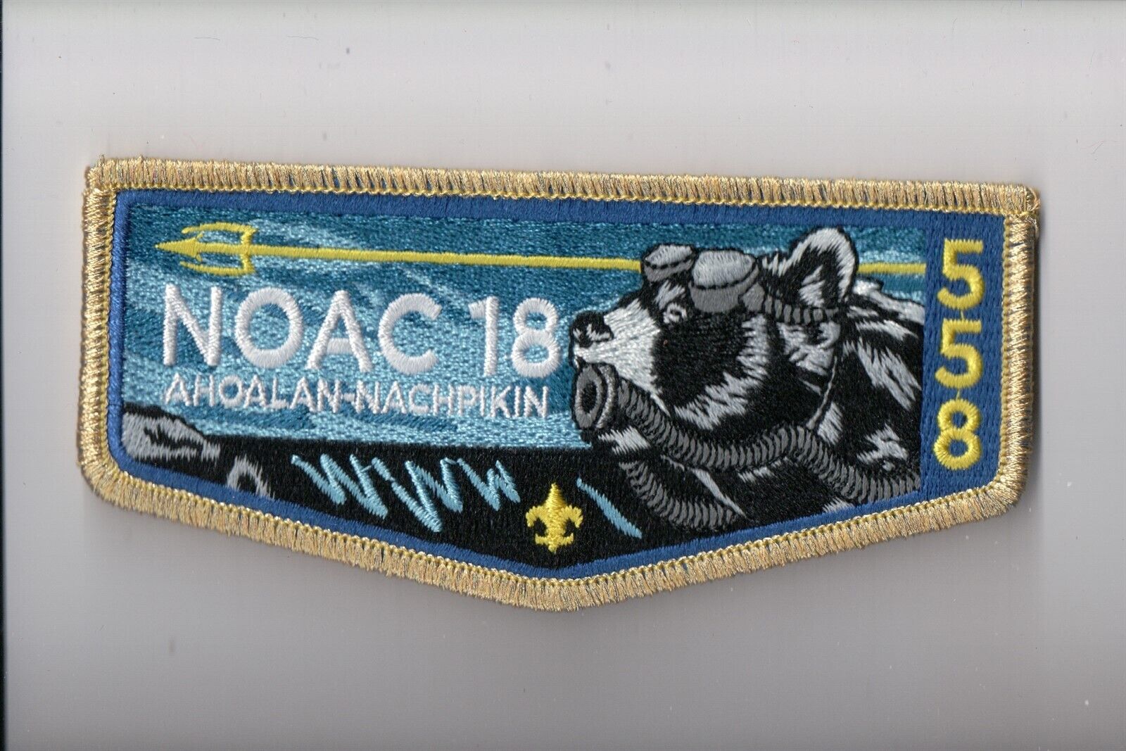 Lodge 558 Ahoalan Nachpikin 2018 NOAC OA flap (Gold Mylar B)