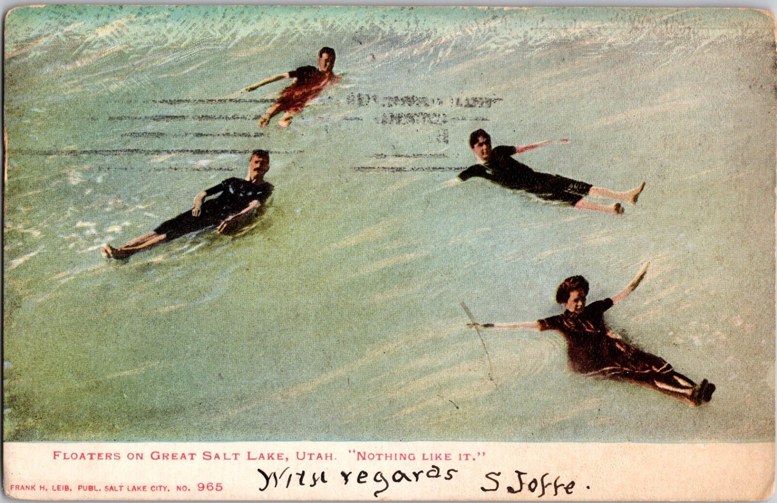 1907 Salt Lake City, Utah Vintage Postcard People Swimming - to Hartford, Conn