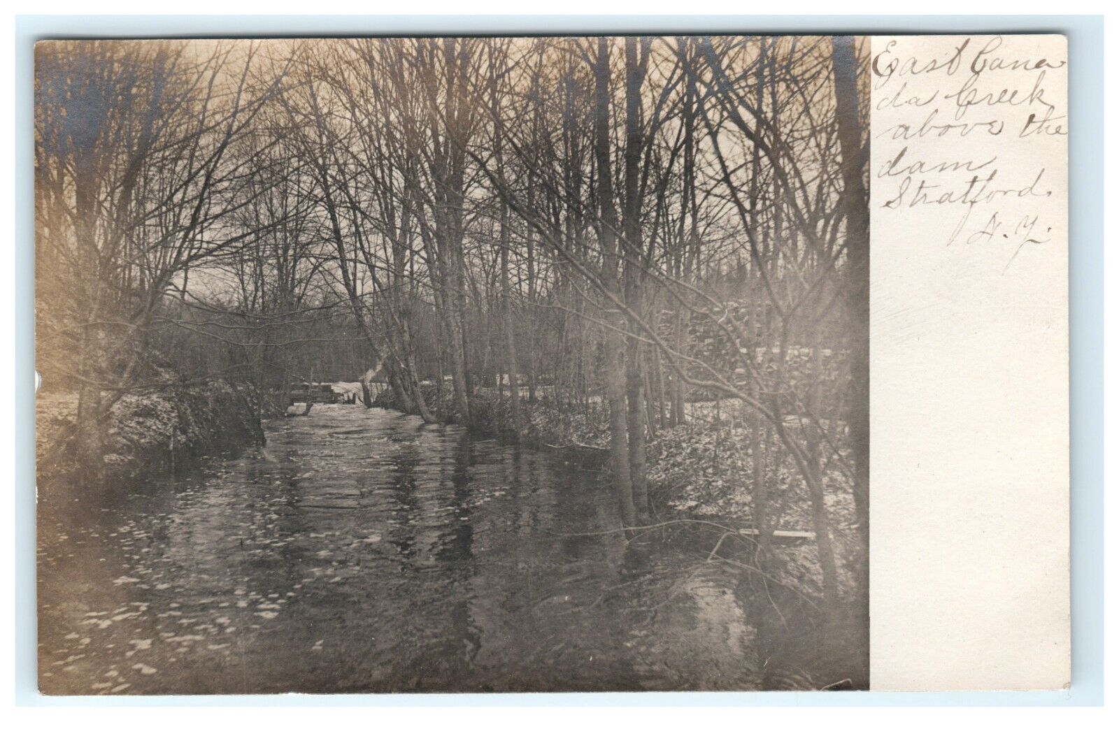 East Canada Creek Above Dam Stratford New York Early Postcard RPPC View