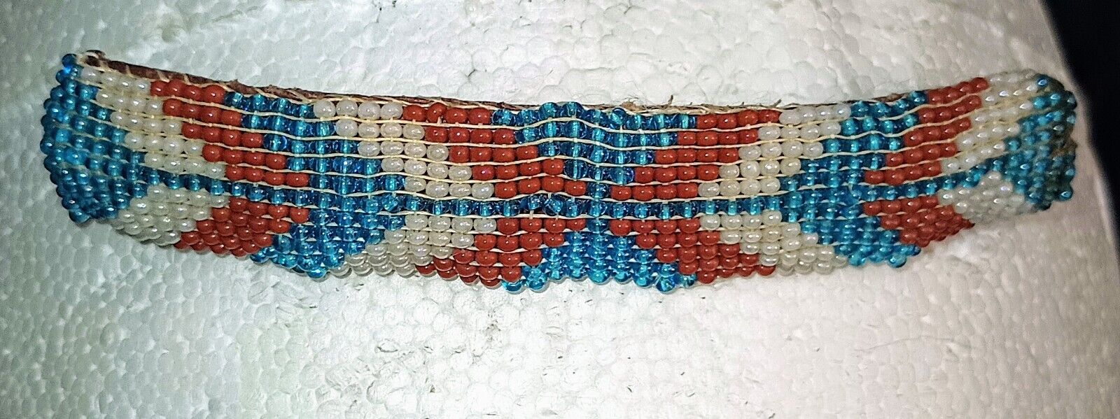 Fabulous Native American Navajo Hand Beaded Leather Clip Barrette Traditional 
