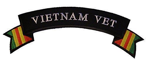 LARGE VIETNAM VET W/ VIETNAM SERVICE RIBBON DESIGN TOP ROCKER BACK PATCH BIKER