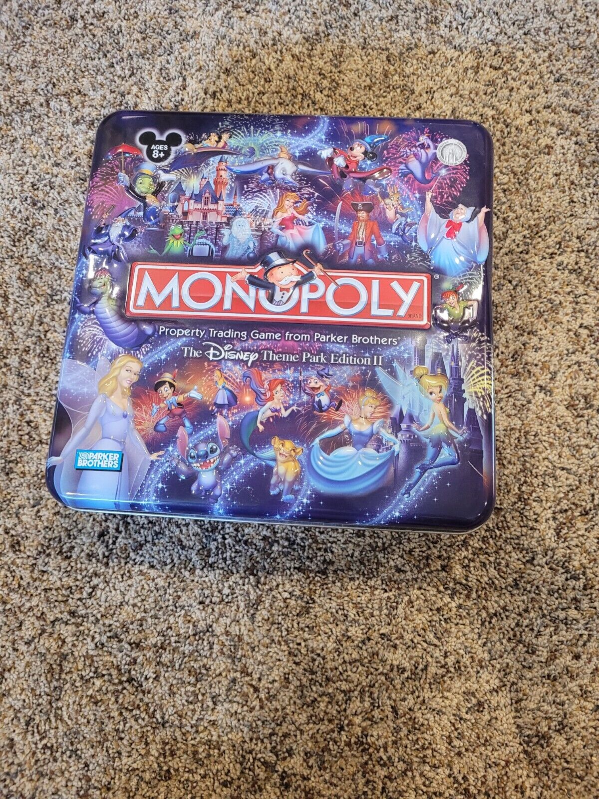 Disney Theme Park Monopoly Game  Edition II 2007  Metal Tin 