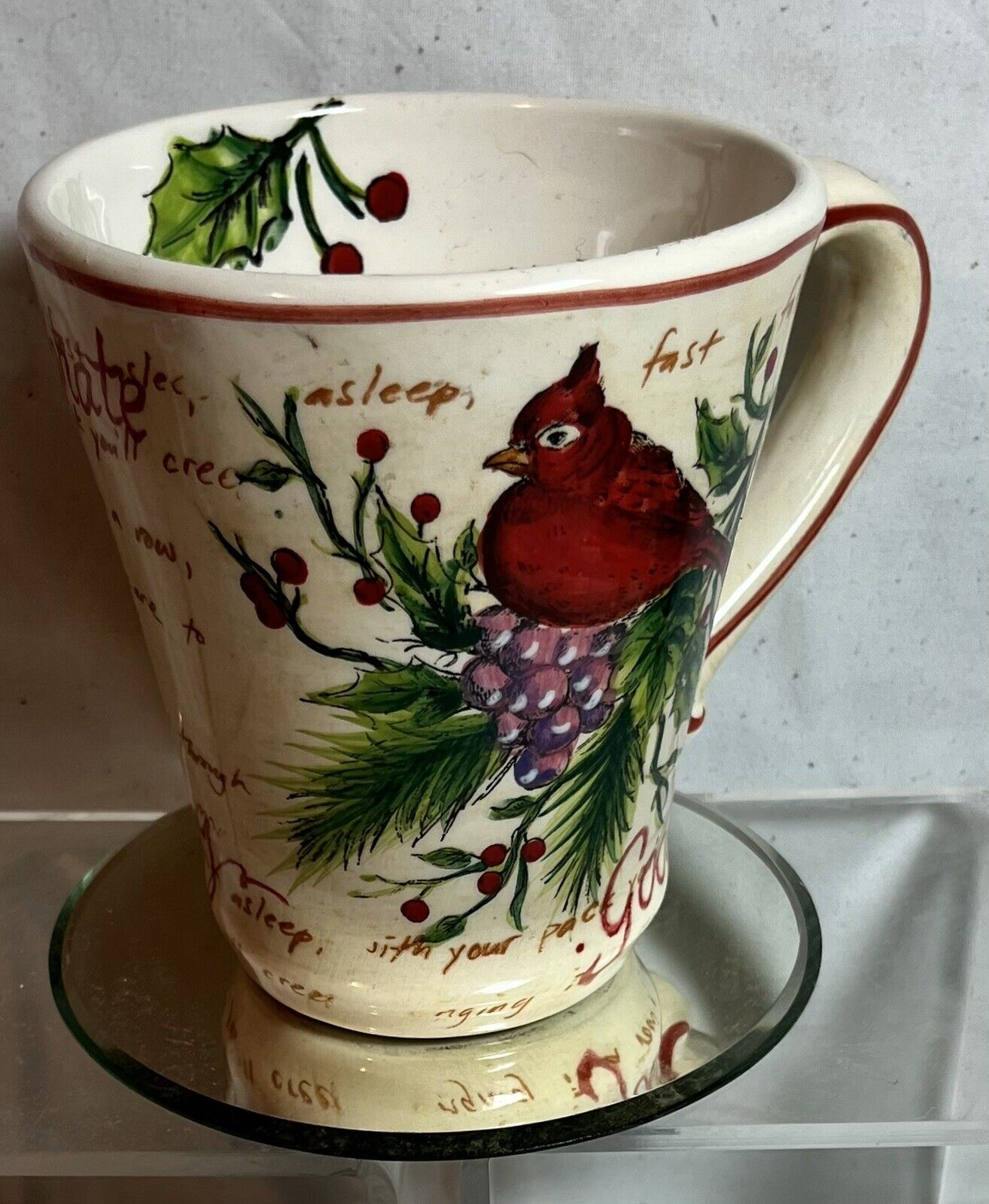 Rare Mug • Beautiful Holly Cardinal by PORTMEIRION Disc. Pattern 