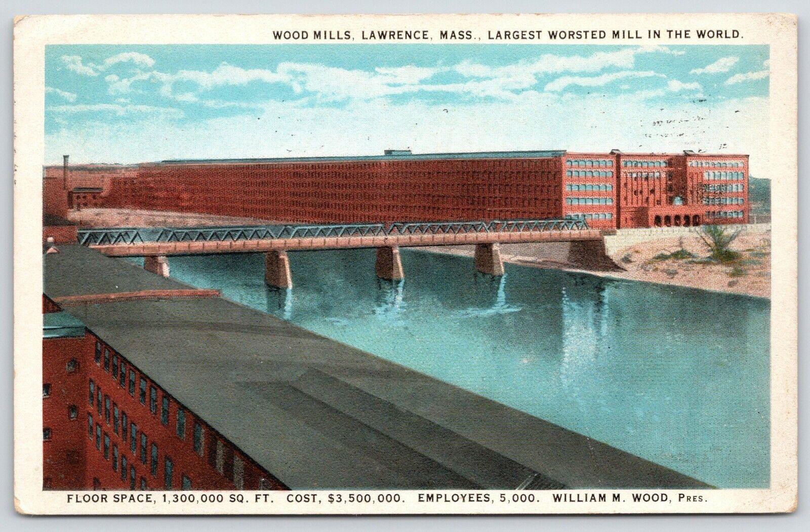 Lawrence Massachusetts~William M Wood Mills~Worsted Textile Factory~1925 PC