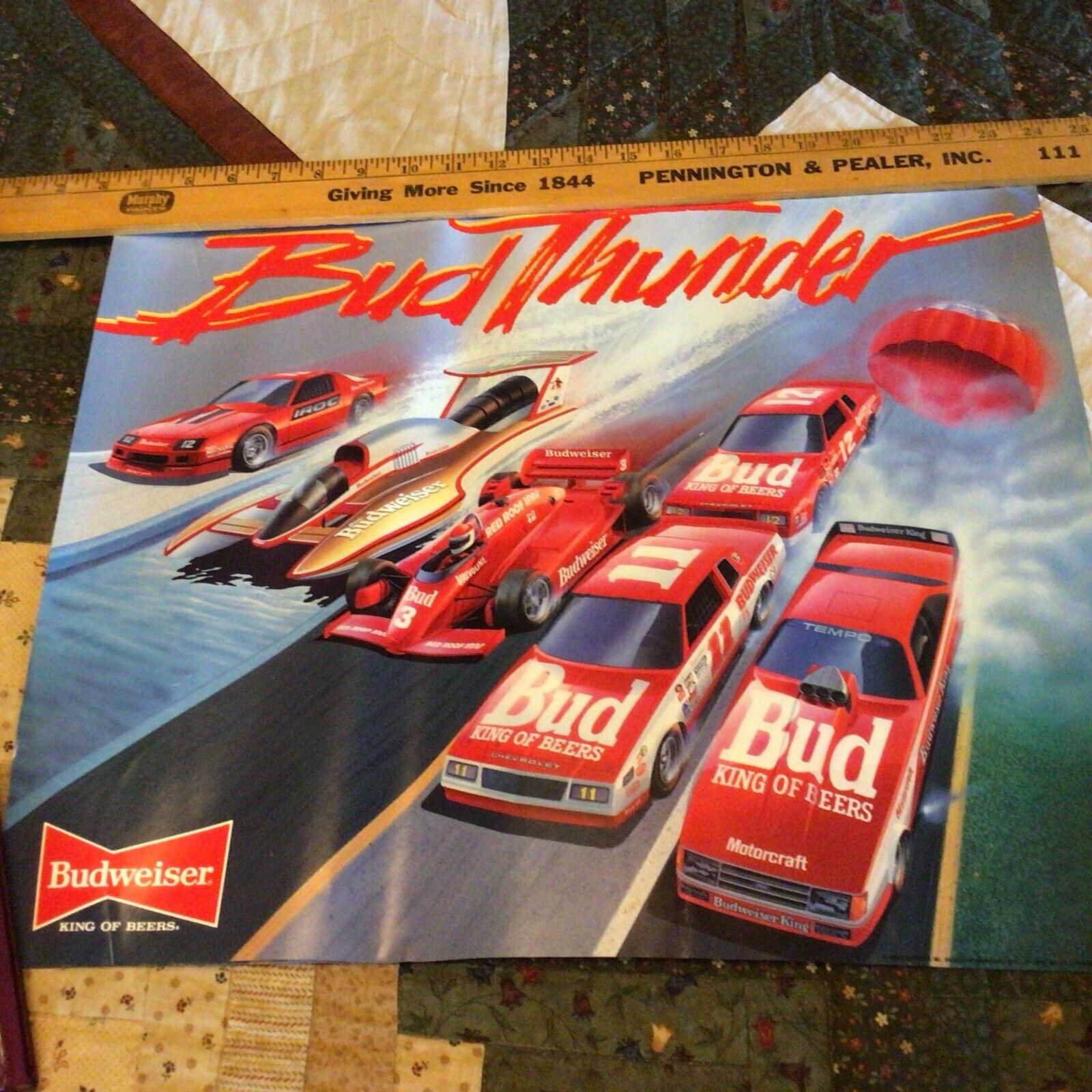 1986 Bud Thunder Poster,unused stored condition