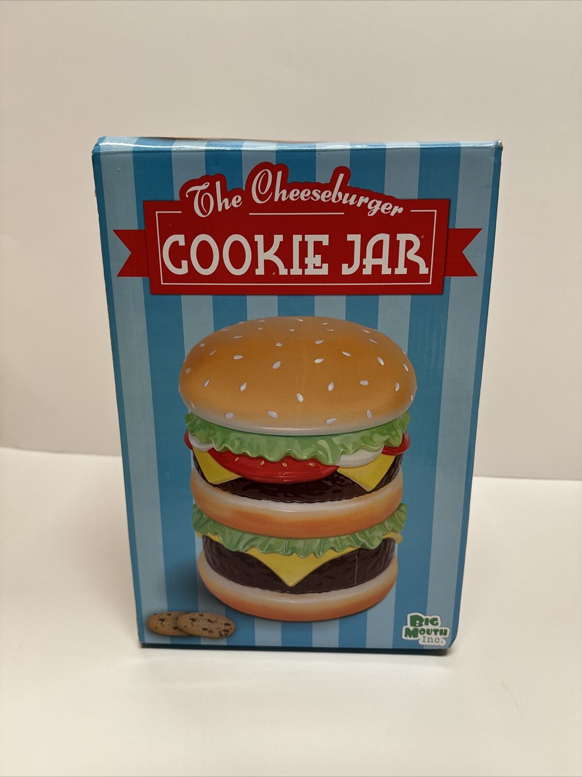Vintage Big Mouth Toys Double Cheeseburger Cookie Jar in Box RARE