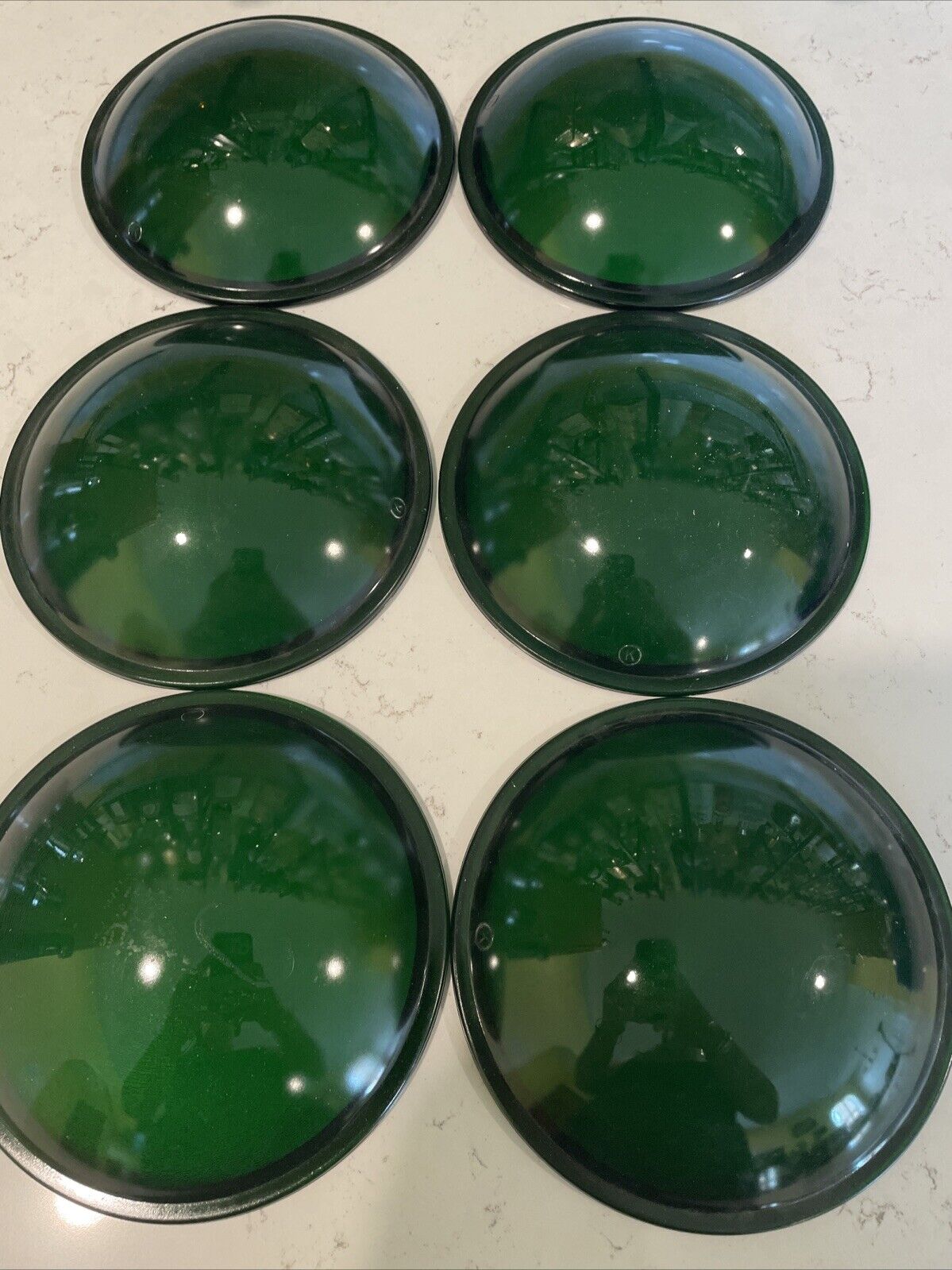 Lot Of  6 Kopp Green Glass Railroad Lens