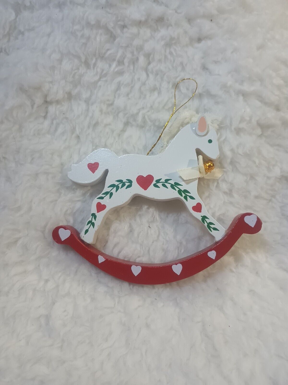 Vintage Wooden Ornament Rocking Reindeer With Bell - Midwest-