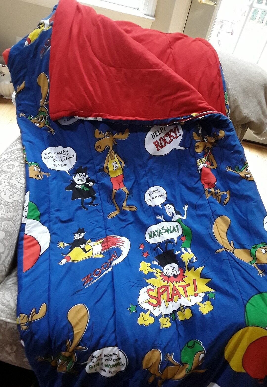 Rocky & Bullwinkle Vintage Sleeping Bag - Collectible 60\'s Retro