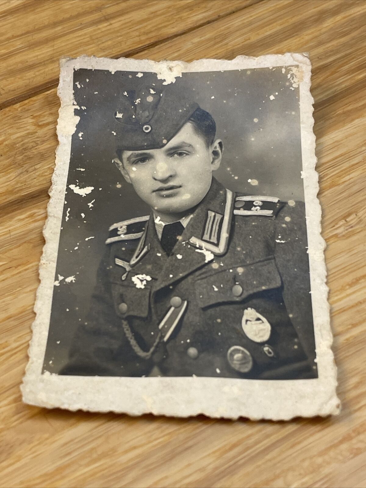 Antique World War 2 WWII Era Photograph Soldier Uniform Military Militaria KG JD