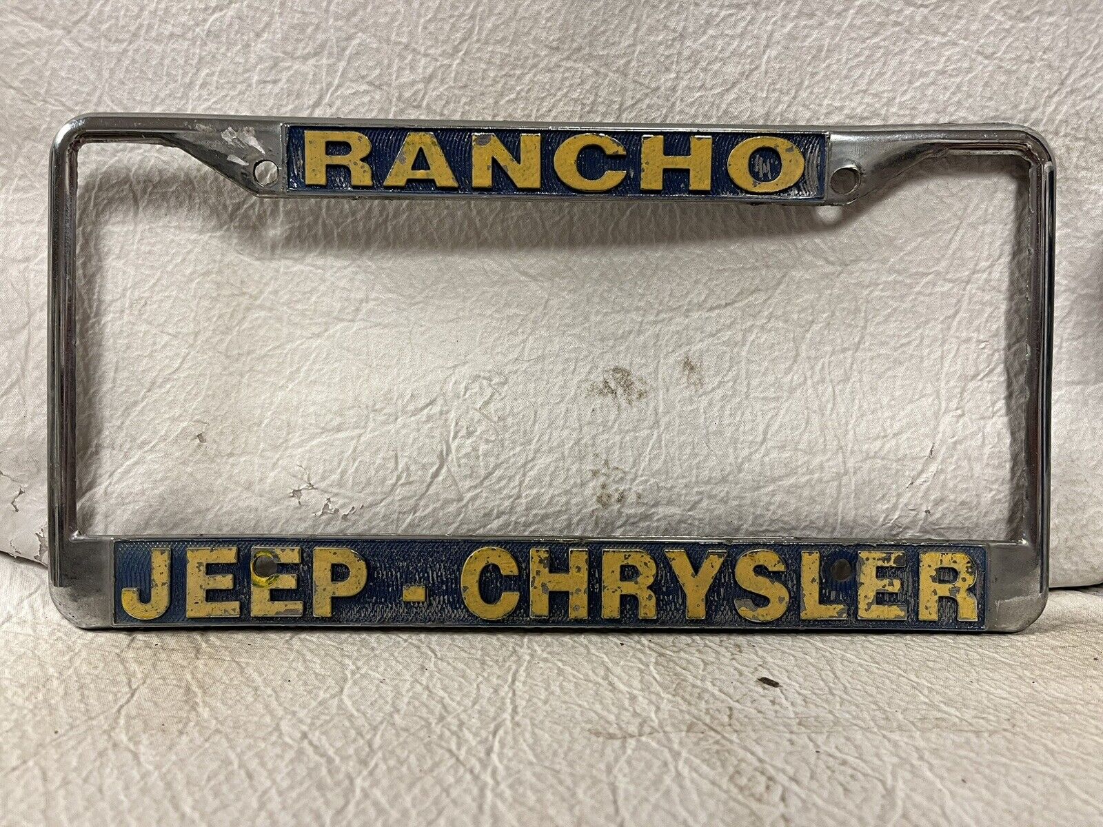 Vintage Ranch Jeep Chrysler License Plate Frame