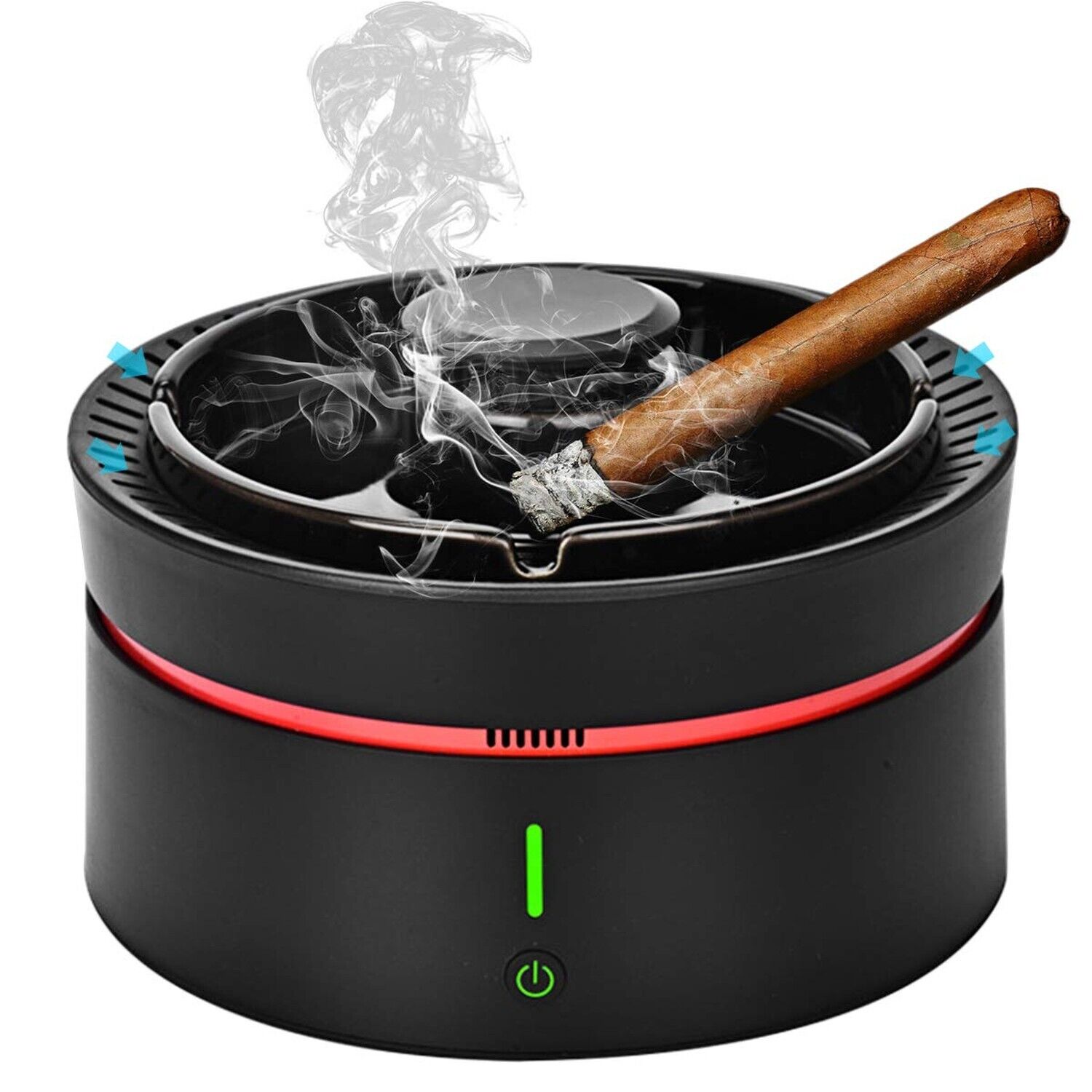 Smokeless Ashtray with LED Battery Indicator Rechargeable for Home, Office, C...