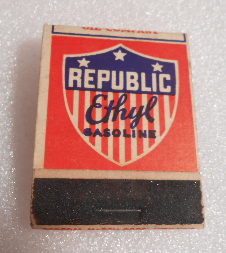 FULL - 1930\'s REPUBLIC GASOLINE  Matchbook. Unused & Unstruck. Near Mint. FULL