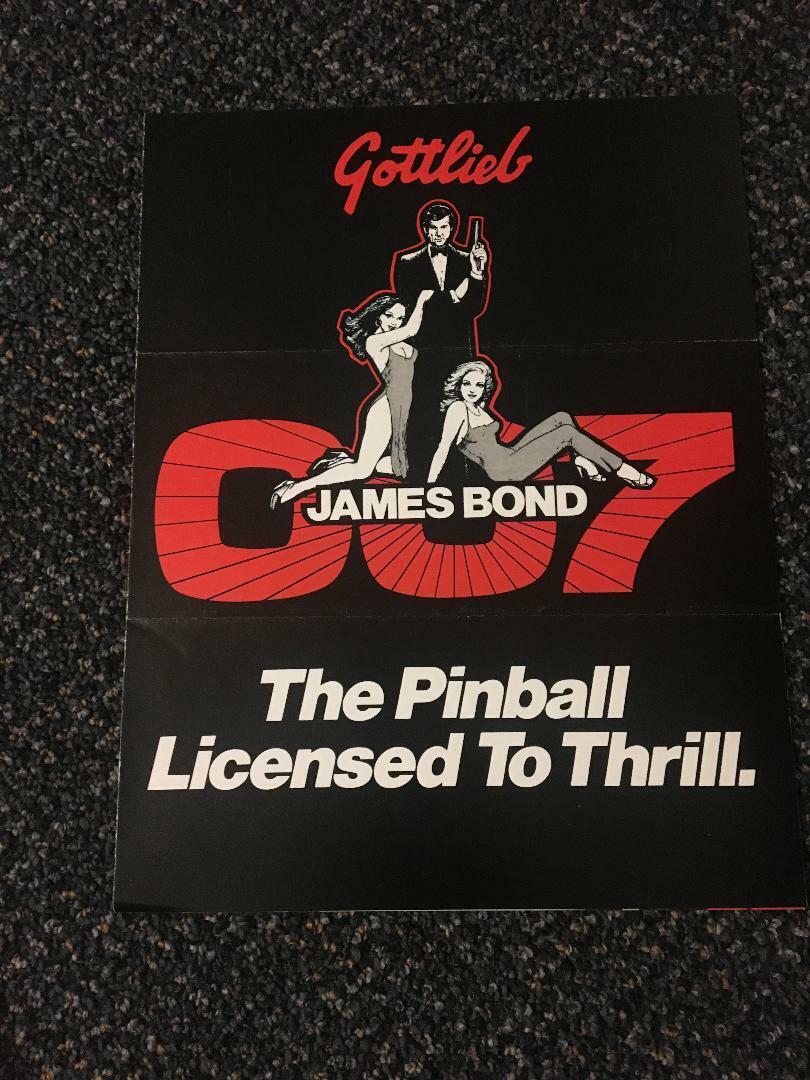 1980 GOTTLIEB FACTORY ORIGINAL JAMES BOND 007 PINBALL FLYER WITH BONUS