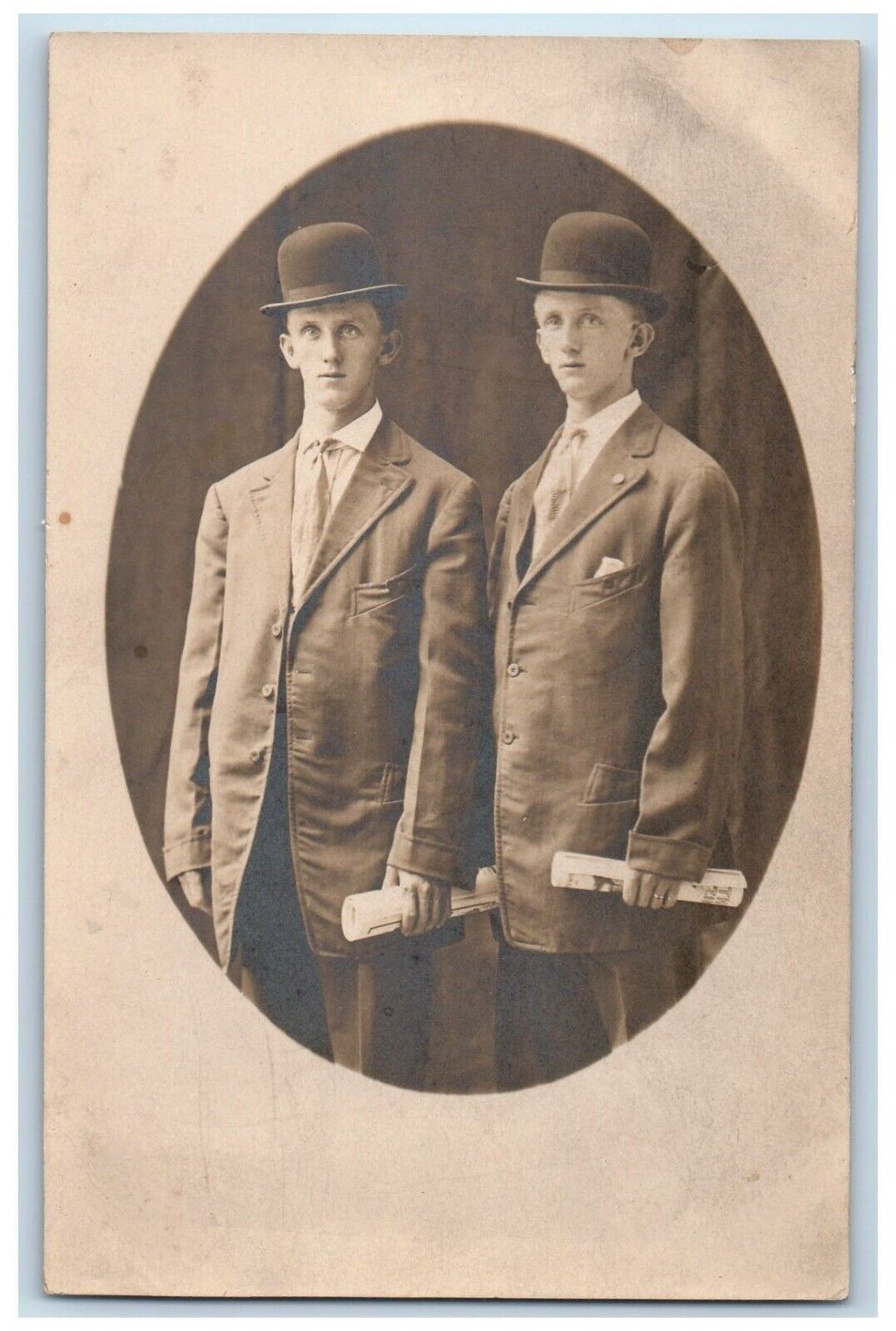 c1910\'s Twin Brothers Studio Portrait RPPC Photo Unposted Antique Postcard